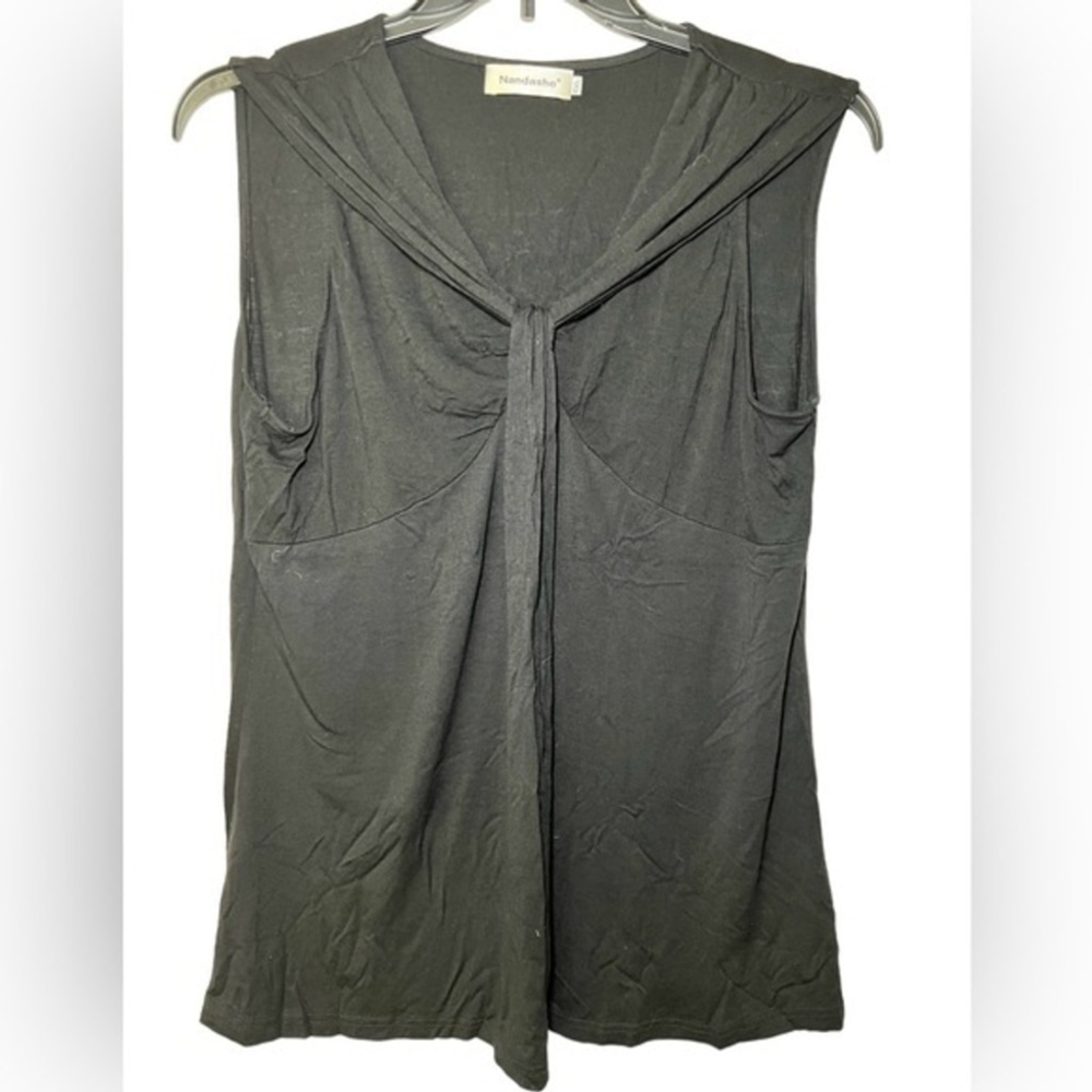 Black Sleeveless Top with front tie XXL